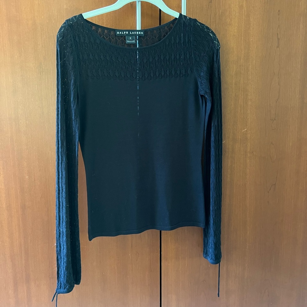 Ralph Lauren Black Label 100% Silk Lightweight Sweater Top in Black size Small